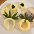 Set fascia per capelli peluche ananas giallo con braccialetti e elastici coordinati - Set Lavaggio Ananas