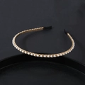 Elegant gold pearl headband with woven wire wrap and protective black rubber tips - Woven Pearl Metal Style