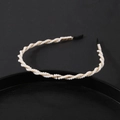 Elegant woven pearl headband with gold wire and white faux pearls for a sweet style - Woven Pearl Style (#12)