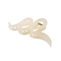 Creamy white irregular wavy shark hair claw clip made of resin with gold metal spring - Bulk Packaging / Jelly Milk White