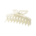 Pinza per capelli a farfalla cava bianco crema con finitura in resina di qualità - Sacchetto OPP Singolo (Individuale) / Bianco Latte Lucido