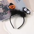 Cerchietto per Halloween con piume nere, cappello da strega zucca e decorazione a ragno - Ragno Zucca