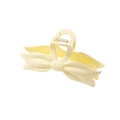 Elegante pinza per capelli a fiocco giallo crema con finitura opaca per acconciature - Bianco Crema Lucido