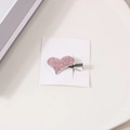 Barrette à cheveux cœur strass roses style Y2K sur carte d'emballage blanche - Cœur Rose Tout en Strass