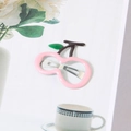 Exquisite pink cherry hair clip with metal base and enamel finish for girls - #5 Cherry - Pink