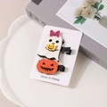 Halloween-Haarspangen-Set mit Geist und Kürbis sowie Glitzerschleife auf Keramik - Geist und Kürbis Stil