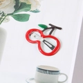 Cute cherry shaped hollow metal hair clip with red enamel finish and silver spring clip - #6 Cherry - Red