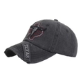 Cappellino Texas vintage grigio antracite con ricamo a testa di toro ed effetto lavato - Nero