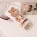 Lot de 4 pinces à cheveux douces marron thé au lait avec lapin et ours en peluche - Style Café au Lait 1