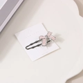 Y2K Haarspange aus Metall mit rosa Herz und Stern, glänzendes Schleifen-Design - Rosa Emaille-Schleife