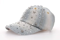 Hellblaue verwaschene Denim-Baseballkappe mit Sternnieten und dekorativem Used-Look-Rand - Hellblau (Farbe 1)