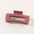 Matte pink rectangular hair claw clip for women with non-slip hollow design - Bulk Packaging / 10.5cm / Matte Wine Red