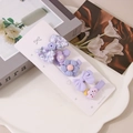 Set di 5 fermagli per capelli viola in tessuto per bambini con fiori e conigli - Serie Viola
