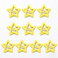 Set di 10 fermagli per capelli a forma di stella gialla brillante in metallo lucido - Stella a Cinque Punte (3.2CM) / Confezione da 10 / Giallo