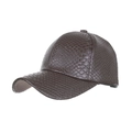 Gorra de béisbol marrón oscuro con textura de cocodrilo en cuero sintético y visera curva - café