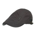 Casquette plate marron foncé pour homme avec surpiqûres en losange et boucle métal - Gris clair
