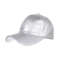 Gorra de béisbol plateada metalizada con textura de cocodrilo y visera curva - Plateado