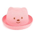 Chapeau de soleil rose pour enfants avec broderie ours et design d'oreilles de chat - Rose