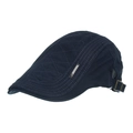 Béret bleu foncé avec surpiqûres en losanges et boucle métallique ajustable - Bleu Marine