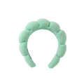 Mint green puffy cloud headband in soft towel fabric with a thick sponge padded design - Light Green