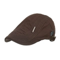 Casquette plate marron foncé pour homme avec motif matelassé et barre décorative en métal - Café