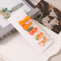 Fünfteiliges orangefarbenes Kinder-Haarclip-Set mit Stoffschleifen und Bärenmotiven - Orangefarbene Serie