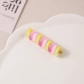 Elastico per capelli a spirale stile cavo telefonico in colori rosa e giallo - Strisce Arcobaleno