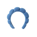 Sky blue padded puff headband made of soft microfiber fabric for makeup and skincare - Dark Blue