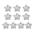 Set di 10 fermagli a stella Y2K in metallo argento glitterato con chiusura a scatto - Stella a Cinque Punte Glitterata (3.2CM) / Confezione da 10 / polvere brillante argentata