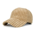 Classic khaki corduroy baseball cap with vintage ribbed texture and adjustable brim - Khaki