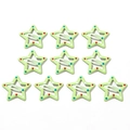 Set di 10 mollette a stella verdi Y2K con pois colorati su sfondo bianco - Pentagramma a Pois / Confezione da 10 / Verde