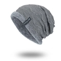 Bonnet en tricot gris avec doublure polaire chaude et étiquette Black Humor - Gris