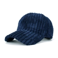 Classic navy blue corduroy baseball cap with vertical striped texture and curved brim - Navy Blue