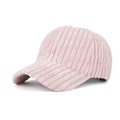 Pink striped corduroy baseball cap with curved brim for sun protection and outdoor use - Pink