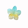 Blue and yellow gradient plumeria flower hair claw clip with a semi-transparent resin finish - Blue Yellow Gradient