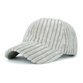 Textured light grey corduroy baseball cap with thick ribbed fabric and curved brim design - Light Gray