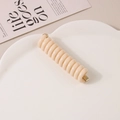 Spiral telephone wire hair tie in cream yellow with a premium gold metal clasp - Solid Beige