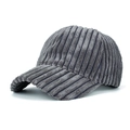 Striped corduroy baseball cap in dark gray finish for sun protection outdoors - Dark Gray