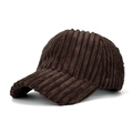 Classic dark brown corduroy baseball cap with vertical striped texture and retro style - Coffee