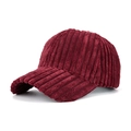Classic burgundy corduroy baseball cap with vertical ribbed texture for sun protection - Wine Red