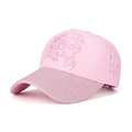 Cappellino da baseball rosa in cotone con ricamo 3D e visiera con paillettes - Rosa
