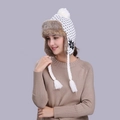 Cappello da aviatore bianco in maglia con fiocchi di neve e pelliccia sintetica - Bianco