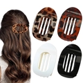 Matte finish bone-shaped shark hair claws in tortoise, white, and black colors - Glossy Oval Style / Set in OPP Bag / Set of 4 / Multicolor Combo