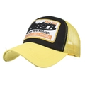 Casquette trucker jaune et noire avec bord usé et broderie Western rétro - Jaune