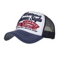 Casquette trucker bleu marine et blanche avec broderie et maille filet respirante - Bleu Marine