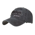 Vintage washed black cotton baseball cap with embroidered New York City text - Black