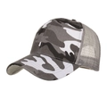 Casquette de baseball camouflage pour hommes avec filet gris et sangle réglable - Gris