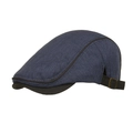 Gorra plana casual azul oscuro para hombre con visera negra y textura de tela suave - Azul