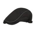 Gorra plana clásica negra con ribetes grises y hebilla de metal ajustable trasera - Negro