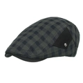 Classic dark grey plaid ivy cap for men with vintage metal button and side detail - Green